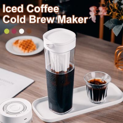 Rebrol กาต้มน้ำชงเย็น1100มล. พร้อมหม้อกาแฟแบบมีตัวกรองต้มที่กรองน้ำแข็งในตัว,เหยือกกาแฟต้มกระบอกน้ำเย็นกาต้มน้ำภาชนะเครื่องดื่มผลิตชงเ