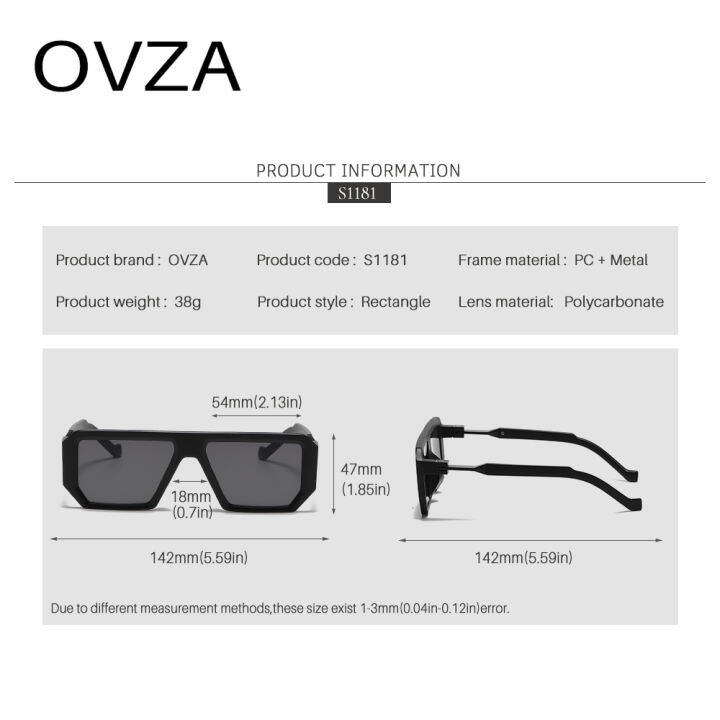 ovza-2023แว่นตากันแดดผู้ชายแฟชั่นใหม่แว่นตาสไตล์โกธิคพังก์ผู้หญิง-uv400คลาสสิกกรอบสี่เหลี่ยม-s1181