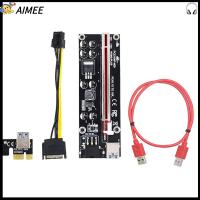 AIMEE การ์ดกราฟิก สายไฟสำหรับรถยนต์ แอลอีดีคู่ ที่6Pin VER009S พลัส PCI Express การ์ดไรเซอร์ PCI-E 1X ไปยัง16X