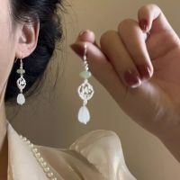 Jade Earrings 2023 New Long Style Gentle and High Grade Earrings Droplet Pendant Antique Earrings ins OWKO