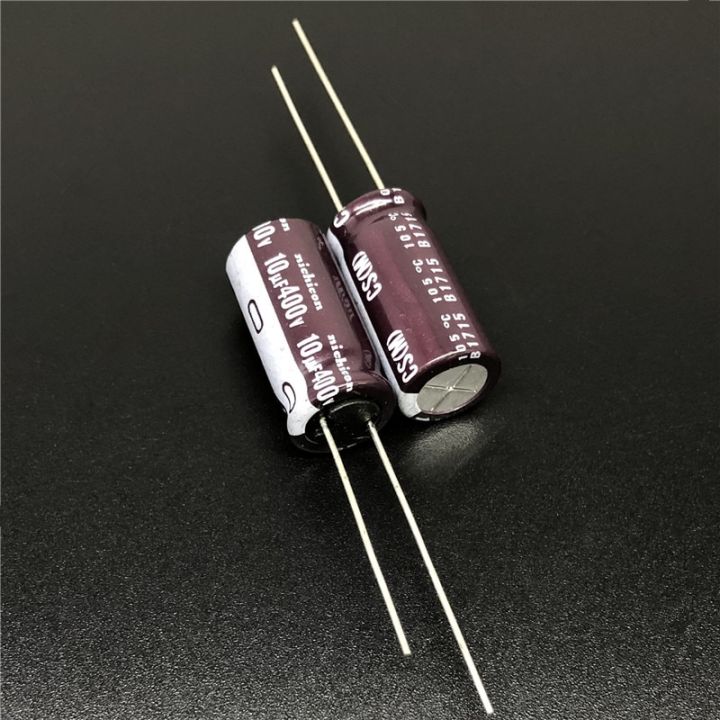 20pcs-10uf-400v-nichicon-cs-series-10x20mm-high-ripple-current-high-reliability-400v10uf-aluminum-electrolytic-capacitor