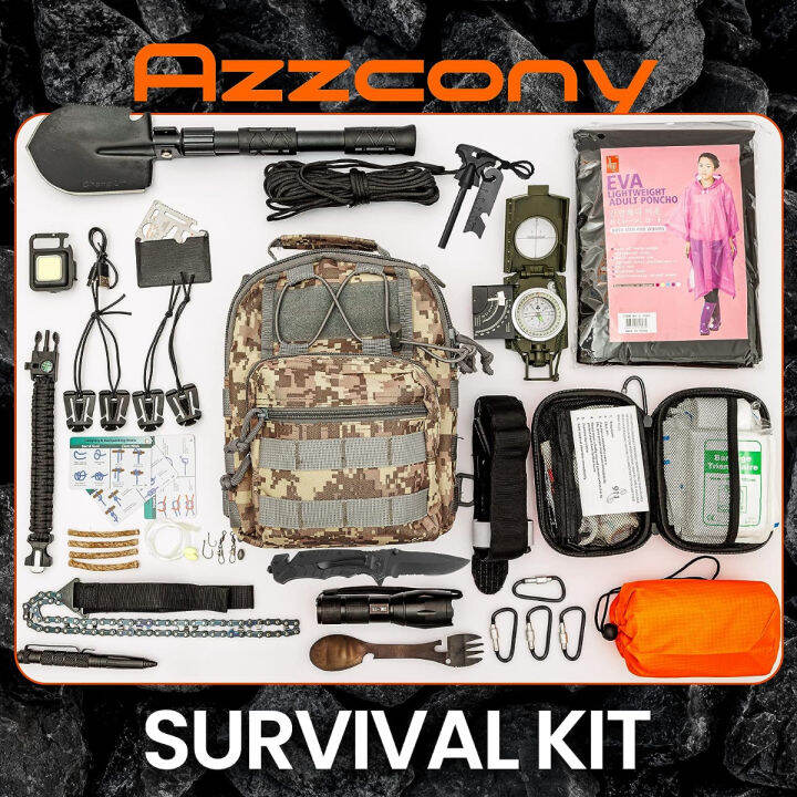 azzcony-emergency-survival-amp-first-aid-kit-amp-tourniquet-250-pcs-go-bugout-bag-survival-gears-with-compass-flashlight-shovel-tactical-military-grade-edc-backpack-for-outdoor-camping-scout-army-blue