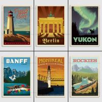 แคนาดา Banff Montreal Vintage Travel City State แผนที่โปสเตอร์พิมพ์ Wall Art ภาพวาดผ้าใบภาพของขวัญ Room Home Decor