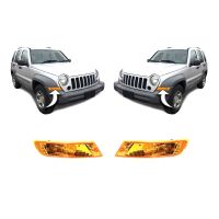 Car Side Marker Indicator 55156766AE 55156767AD Amber with LED Daytime Light for Jeep Liberty 2005-2007