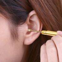 Portable Mini Ear Cleaner Folding Type Golden Ear Wax Removal Tool Nettoyage Oreille Earpick Ear Spoon Attached Key Ring Keyhole Health Accessories