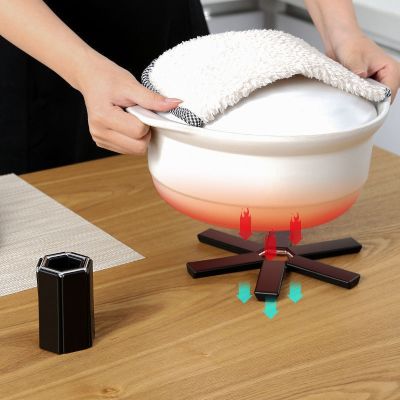 1Pcs Portable Black Foldable Non-slip Heat Resistant Placemat Trivet Pan Pad Pot Holder Mat Coaster Cushion Kitchen Accessories
