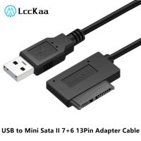 LccKaa USB 2.0 to Mini Sata II 7 6 13Pin Adapter Converter Cable For Laptop CD/DVD ROM Slimline Drive SATA 6 7Pin Cable Adapter