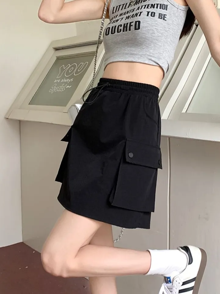 Elastic waist drawstring top skirt