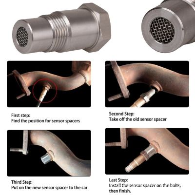 Oxygen O2 Sensor Spacer Adapter Bung Catalytic Converter Fix Check Engine Light Eliminator  O2 Oxygen Sensor Connector M18*1.5 Oxygen Sensor Removers