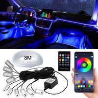 10 In 1 Car Interior Ambient Light Fiber Optic Foot Door Auto Atmosphere Lamp Decoration Neon Strip Remote App Music Control RGB Bulbs  LEDs HIDs