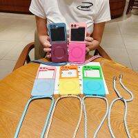 เคส CSCR แบบไล่ระดับสีสำหรับ Samsung Galaxy Z Flip 5ปิดคลุมป้องกันการกระแทกพับเคสโทรศัพท์ชาร์จไร้สายพร้อมเชือก