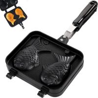 Woodrowo I.j Shop  Kitchen Double Fish Shaped Hot Dessert Waffle Cake Maker Pan Japanese Pancake Double Pan Fry Pan Waffle Molds