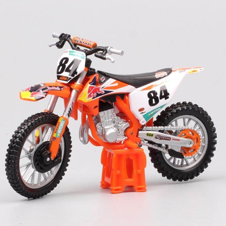 bburago-1-18-2018-ktm-450-84โมเดลมอเตอร์ไซค์แข่งอัลลอยด์ของขวัญของเล่นเด็กของสะสมสำหรับโชว์รถโมเดลเหล็ก