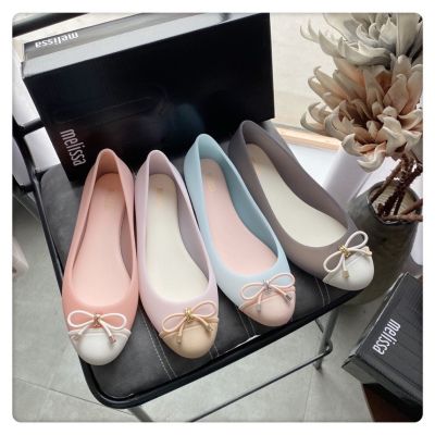 2023 new V little sweet bowknot round head xiang shoes womens with flat jelly