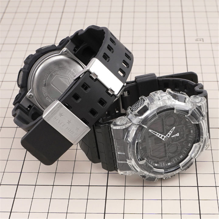aotelayer-16มิลลิเมตรนาฬิกาวงสำหรับ-casio-g-shock-ga-110-ga-400-gd-120สแตนเลสห่วงห่วงแหวนเปลี่ยนเรซิ่นยางนาฬิกาวง