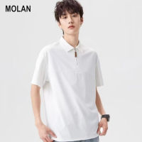 MOLAN เสื้อโปโลผู้ชายญี่ปุ่นธุรกิจใหม่แขนสั้นเรียบง่าย