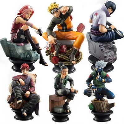 ZZOOI 6pcs/set Chess Naruto Sakura Action Figures Uchiha Gaara Kakashi Model PVC Anime Figurines for Decoration Collection Gift Toys