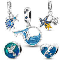 2023ฤดูร้อนใหม่ Ocean Blue Sea เต่า Dangle Charm ลูกปัด Fit สร้อยข้อมือยี่ห้อ Fine Silver เครื่องประดับ Gift