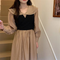 Alien Kitty Elegant Women Two Pieces Sets Slim-Fit New Vest Stylish Peter Pan Collar Autumn 2021 Hot OL Femme Chic Long Dress