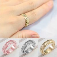 OKDEALS แหวนทอง14K สำหรับผู้หญิงดอกไม้แกะสลักแบบแขวนสำหรับเจ้าสาวของขวัญครบรอบงดงามคลาสสิก