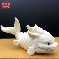 ∋◎◕ Ivory Fruit Arowana Fish Transformation Dragon Ornament Lucky Fish Childrens Text Play Handle Pieces Tea Pet Arowana Home Crafts