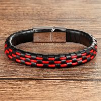 【CW】 XQNI Hand Made Leather Men Blue/Red/Brown Black Color Magnetic Buckle Jewelry