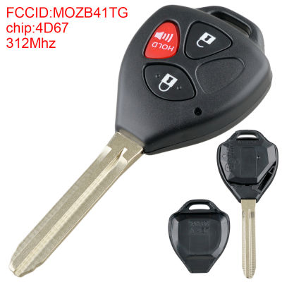 312Mhz 3ปุ่มรถรีโมทที่ห้อยกุญแจพร้อม4D67ชิป MOZB41TG Fit สำหรับ Toyota 2007-2013ใหม่