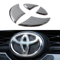 Car Front Rear Logo Decoration Cover Trim Decal Label Sticker for Toyota 4Runner 2010- Exterior Accessory Soft Carbon Fiber