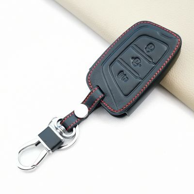✌ 2022 Hot Sale Leather Key Cover Case for JAC T50 S2 S3 S4 S5 S7 Car Alarm 3 Buttons Smart Remote Keychain Carbine Accessory