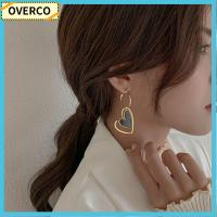 OVERCO 3 pairs โลหะผสมอัลลอยด์ ต่างหูรูปหัวใจ วันวาเลนไทน์ อสมมาตรไม่สมดุล ต่างหูแบบห้อย แฟชั่นสำหรับผู้หญิง วันแม่ในวันหยุด ต่างหูห้อยหัวใจ สาวๆ