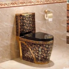 LV Gold Toilet Bowl Electroplating Luxury Toilet Siphonic Dual Flush  Tornado Flush Toilet