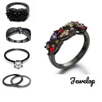 [COD] Hitam New Popular jewelop Ring Black GEM Black Gold Color เครื่องประดับแฟชั่นสุดหรู