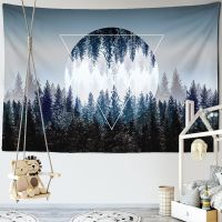 Wall Hanging Tapestries Foggy Forest Beautiful Sight Printed Tree Natural Scenery Tapestry Living Room Decor Tapestry