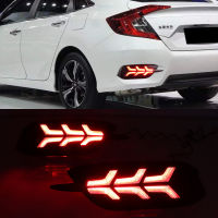 1คู่ LED Reflector ไฟท้ายไฟเตือนเบรคด้านหลังสัญญาณหมอกโคมไฟกันชนสำหรับ Honda Civic 2016 2017 2018