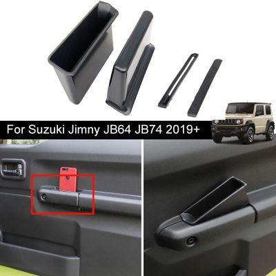 ที่เก็บของ2ชิ้นสำหรับซูซูกิจิมนี่ JB64 JB74 2019 + ที่จับประตูที่เท้าแขนในรถกล่องเก็บของถาดจัดระเบียบอุปกรณ์ตกแต่งภายใน