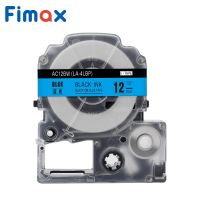 【HOT】 Thinkerz Fimax SC12BW สีดำสีฟ้าสำหรับ Epson Labelworks ฉลากเทปฉลากชงเทปสำหรับกษัตริย์จิม TEPRA เทป12มิลลิเมตร X 8เมตร,สำหรับ LW-300