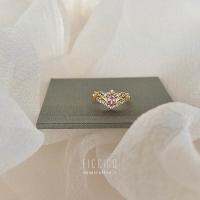 Ficcino 18k Gold Plated Sleeping Beauty Tiara Ring with Pink Zircon Stackable Ring ashion Accessories