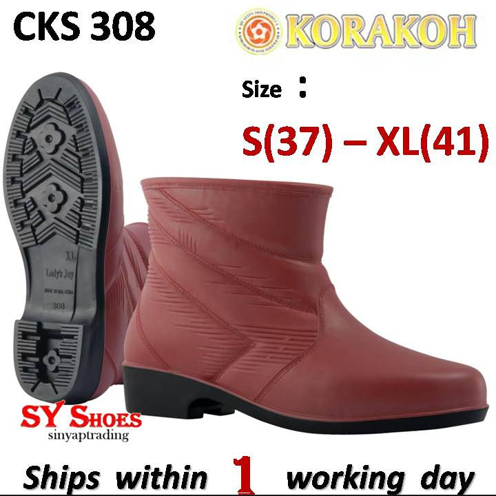 Sy Shoes Original Korakoh Lady Rubber Rain Bootskasut Air Getahkasut Bootkasut Hujan Cks