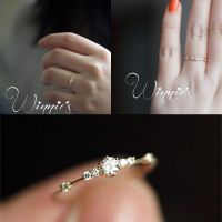 YISHOPIN ของขวัญแหวนหมั้นผู้หญิง14K แหวนวงพลอยเทียมคริสตัลเครื่องประดับบาง