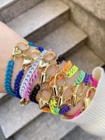 5Pcs Mix Color Enamel Link Chain celet Gold Color Lobster Clasp Chain Jewelry 6MM Width, Choose Color