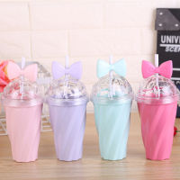 400ml BPA Free Plastic Water Bottle with Straw Plastic Double Wall Drinking Bottle Coffe Cup