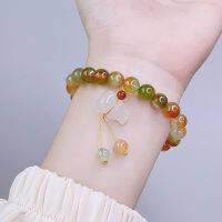Vintage Natural Pavo Real Verde Ágata Calabaza Calcedonia Charm Beaded Strand Pulseras Para Las Mujeres Accesorios De Joyería Fina YBR760