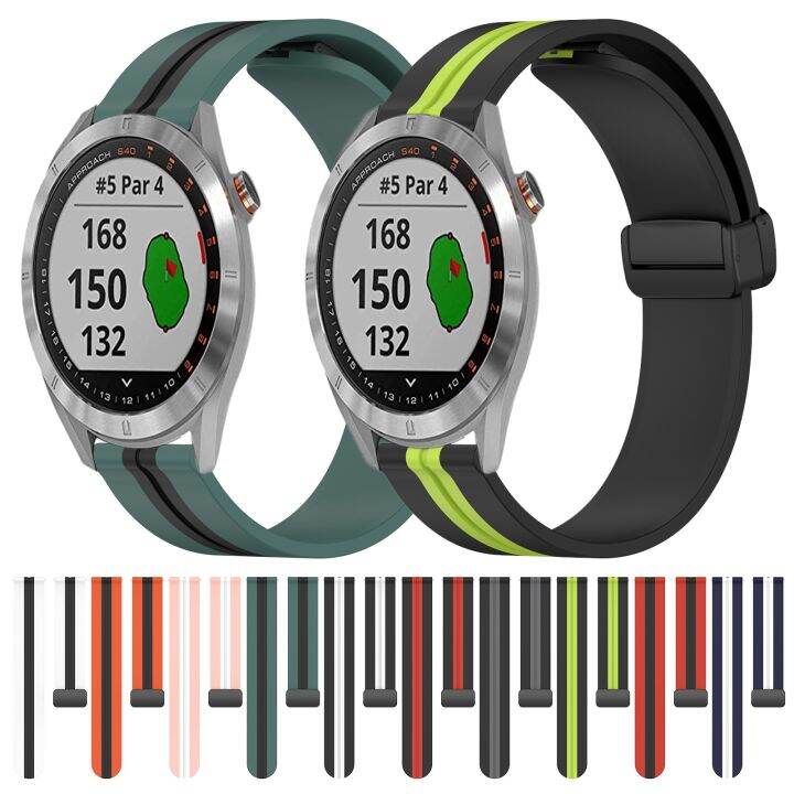 สายนาฬิกาข้อมือซิลิโคนกระดุมแม่เหล็กพับได้20มม-สำหรับ-s40-garmin-สีส้ม-สีดำ