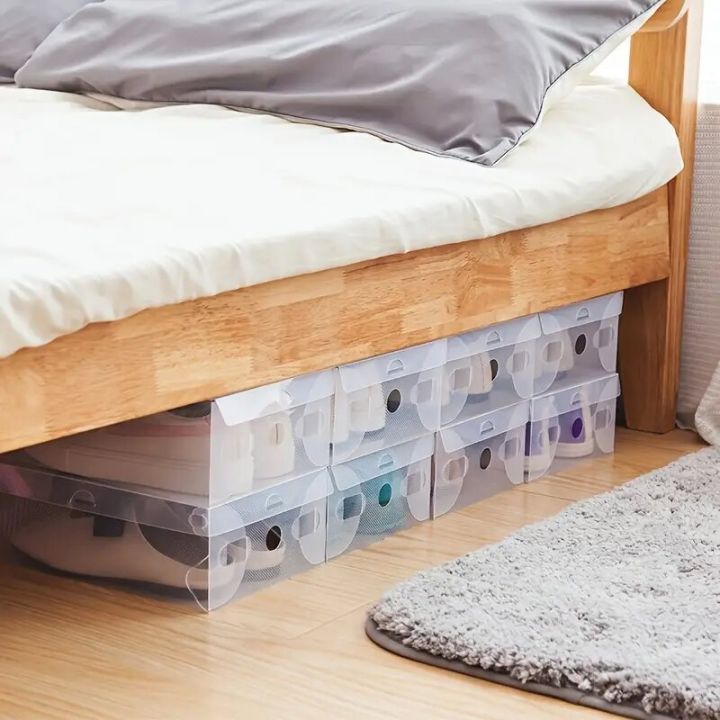 1pc Clear Foldable Shoe Storage Box