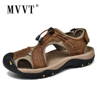 Anti-collision Men Sandals Summer Genuine Leather Sandalias Casual Slippers Men Hand-made Summer Shoes Beach Sandals Protective