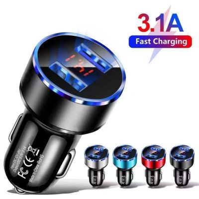 3.1A Car Charger 12-24V 2 Ports Fast Charging Universal LED Display Dual USB Car-Charger Adapter For Samsung Huawei iphone 11 8