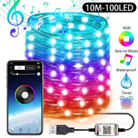 101520M USB Christmas Tree LED String Light With Bluetooth App Control Waterproof Fairy Lights Garland for Home Party Decor