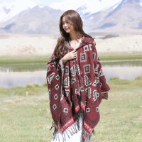 Hot sell National wind belt hat shawl cloak lijiang xinjiang northwest Tibet tourism wear take photos to keep warm with a cloak