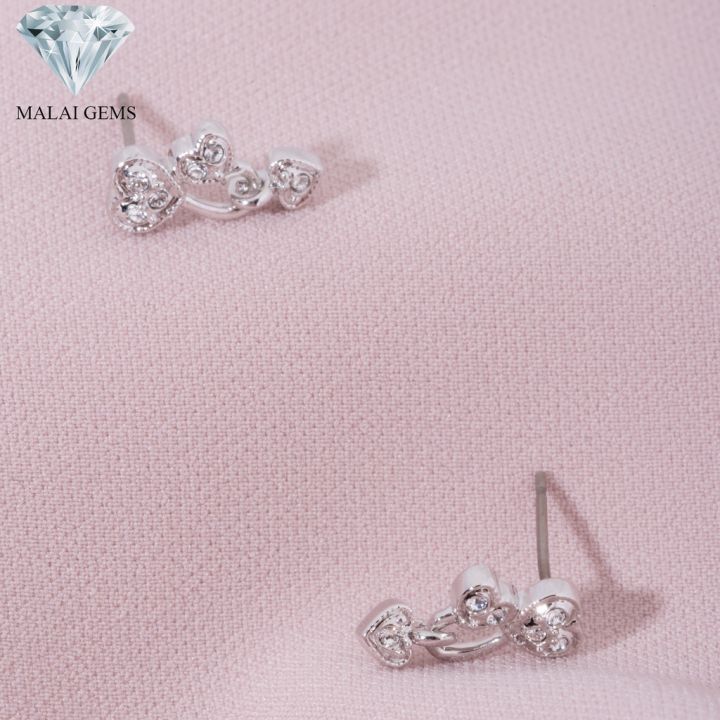 malai-gems-ต่างหูเพชร-เงินแท้-silver-925-เพชรสวิส-cz-เคลือบทองคำขาว-รุ่น21005629-แถมกล่อง-ต่างหูcz-ต่างหูเงินแท้