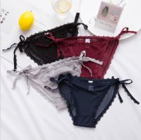 พร้อมส่ง?Sanay Bra? (N341) กางเกงในผ้าลื่นญี่ปุ่น ขอบลูกไม้ ผูกข้าง  น่ารัก สำหรับผู้หญิง